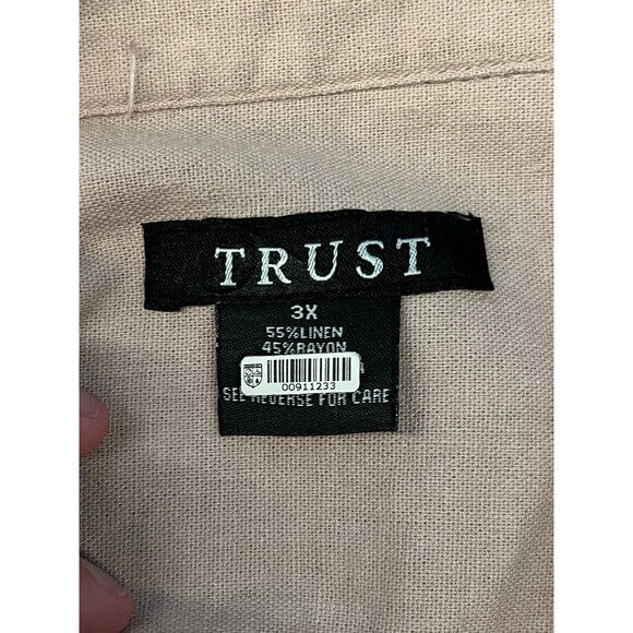 Trust Shirt Mens 3XL Beige Linen Blend Short Sleeve Button Up Casual Lightweight - Picture 6 of 7